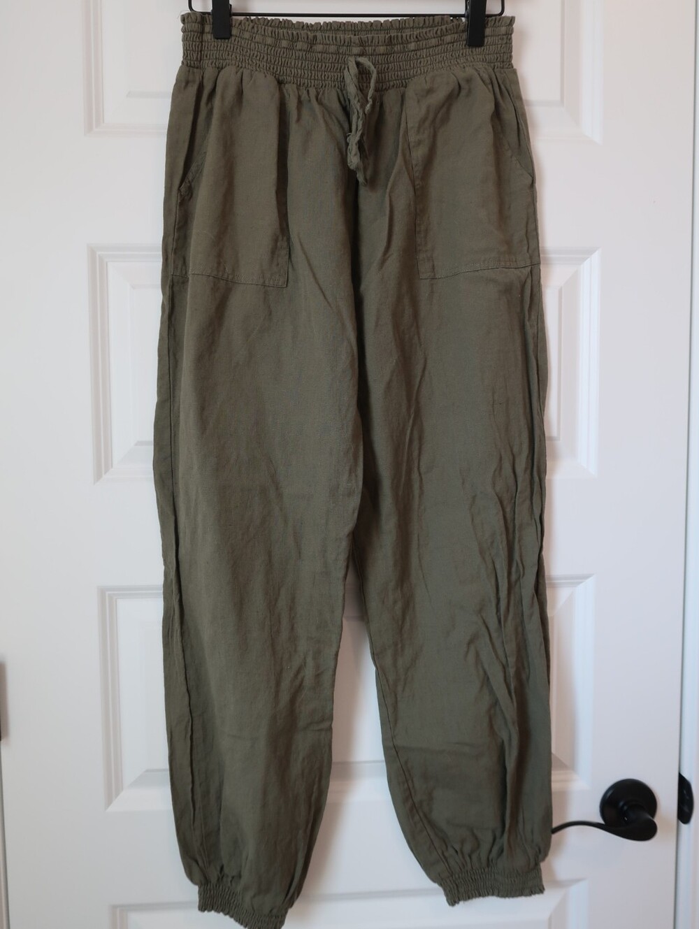 Aeropostale Women's High Waisted Olive Green Linen Beach Pants Size Small